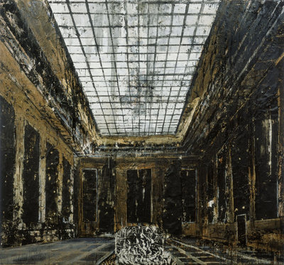 Anselm Kiefer, Innenraum, 1981, 287,5 x 311 cm, olieverf, acrylverf en papier op doek. Stedelijk Museum Amsterdam